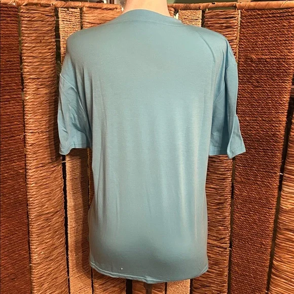 Light Blue Women's Tee with Embroidered Design - Picture 6 of 8